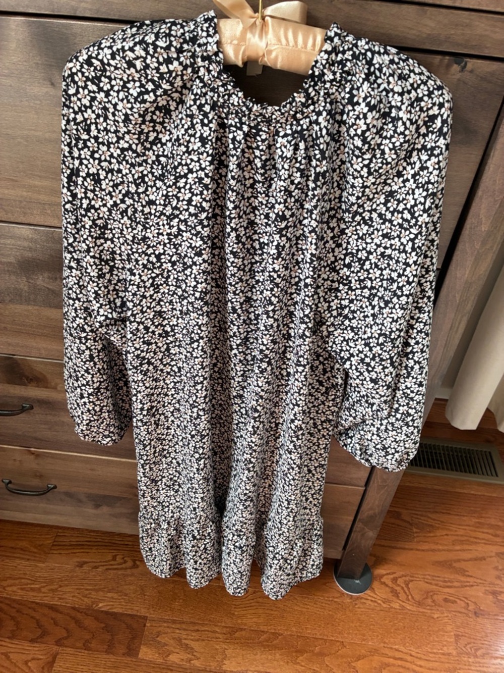 Sonoma Black Dress with Cream and Tan Floral Print - Picture 3 of 3